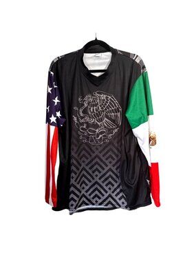 Mexico & USA Flag Long Sleeve Cycling Jersey XL